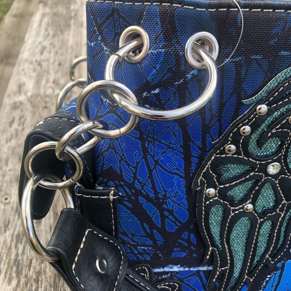 Western Style Blue and Black Shoulder Bag - Picture 8 of 11